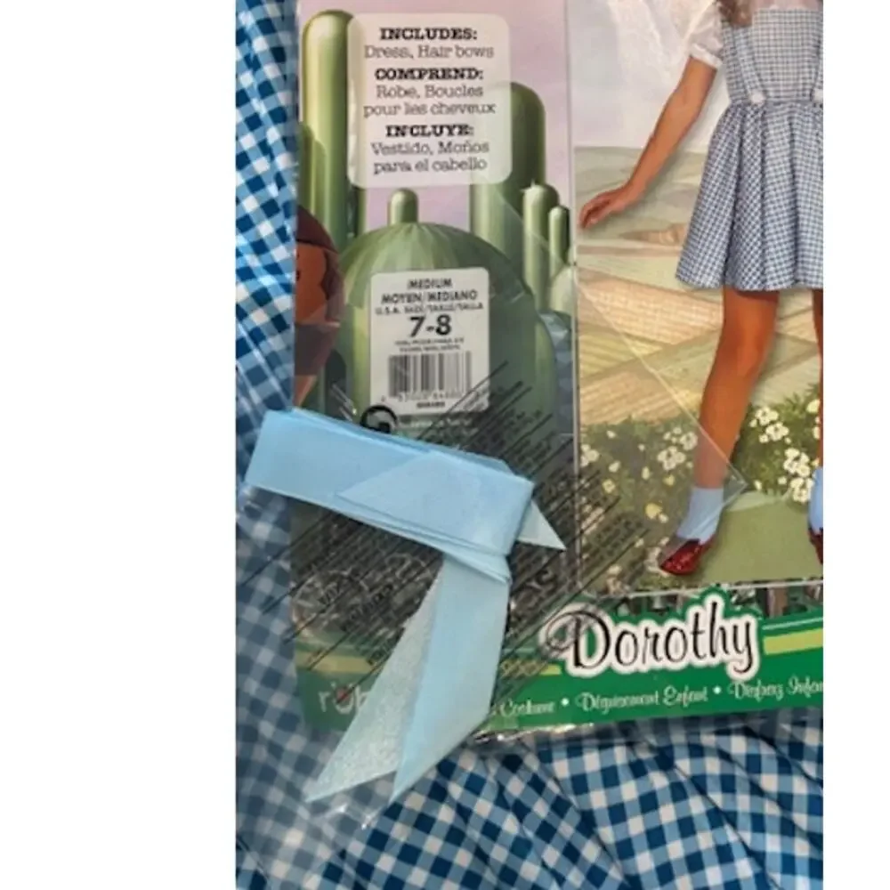 Dorothy Costume Dress & Hairbows Ribbon Girls 7 - 8 Wizard of Oz Rubies NWT - Picture 7 of 7